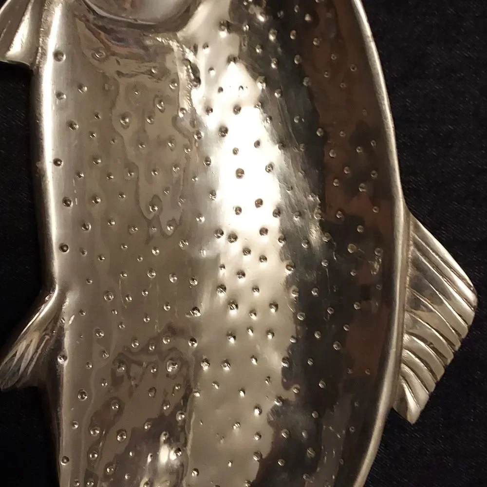 Fish shape metal serving platter vintage Coastal Nautical Decor